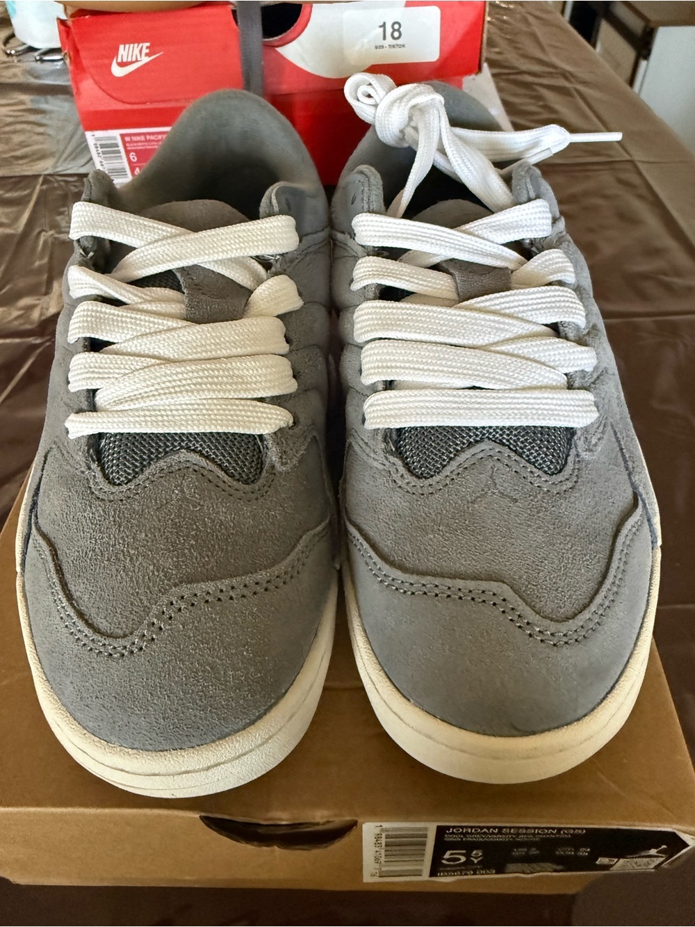 Jordan Gray Suede Sneakers with White Laces